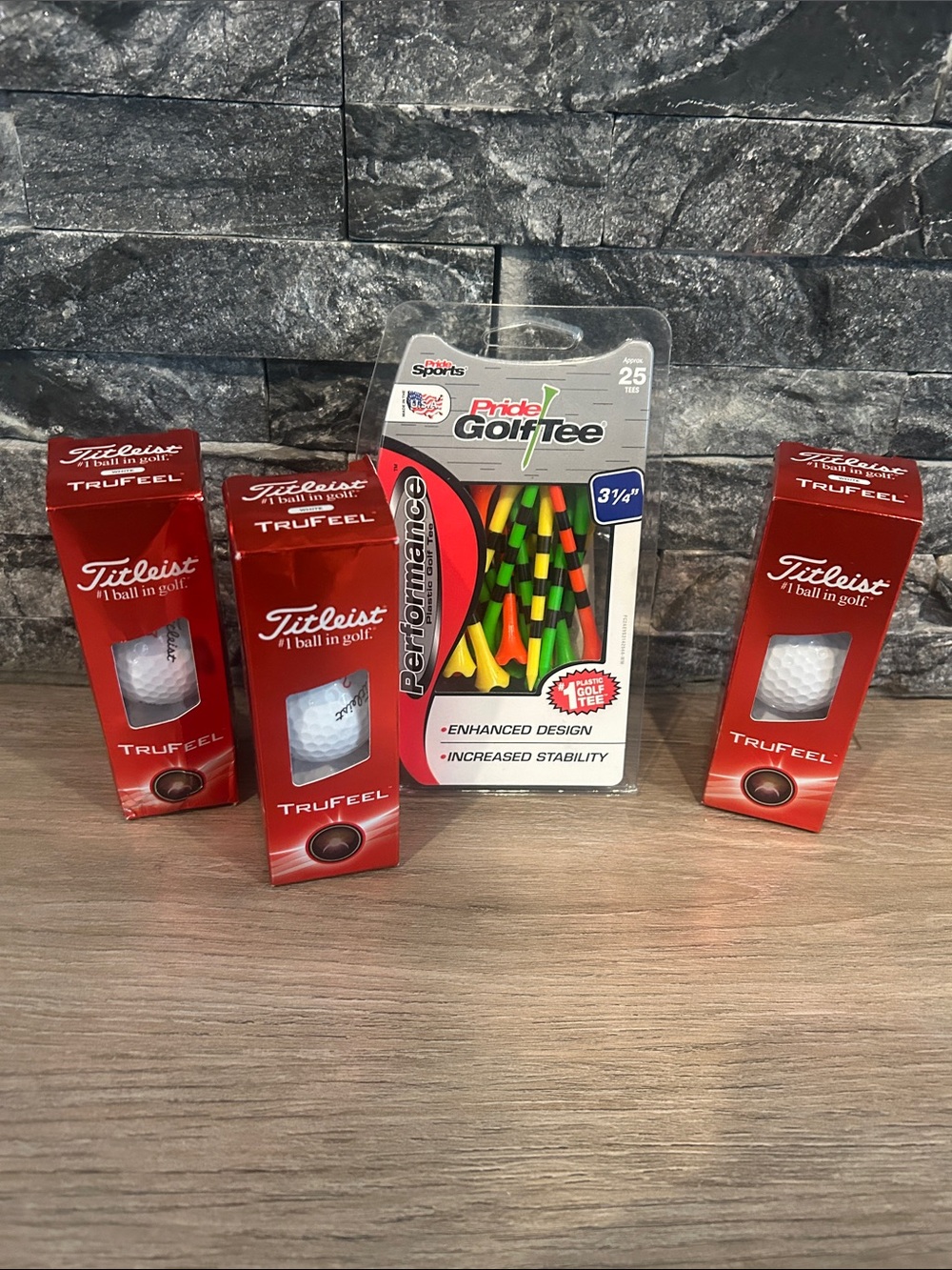 NWOT Titleist Red TruFeel Golf Balls with Multicolor‎ Pride Golf Tees